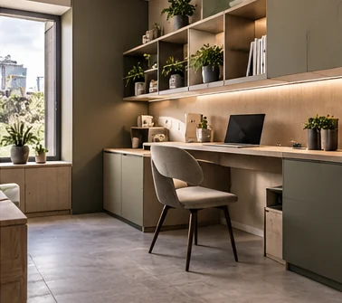 Home office in soggiorno: uno spazio di lavoro discreto