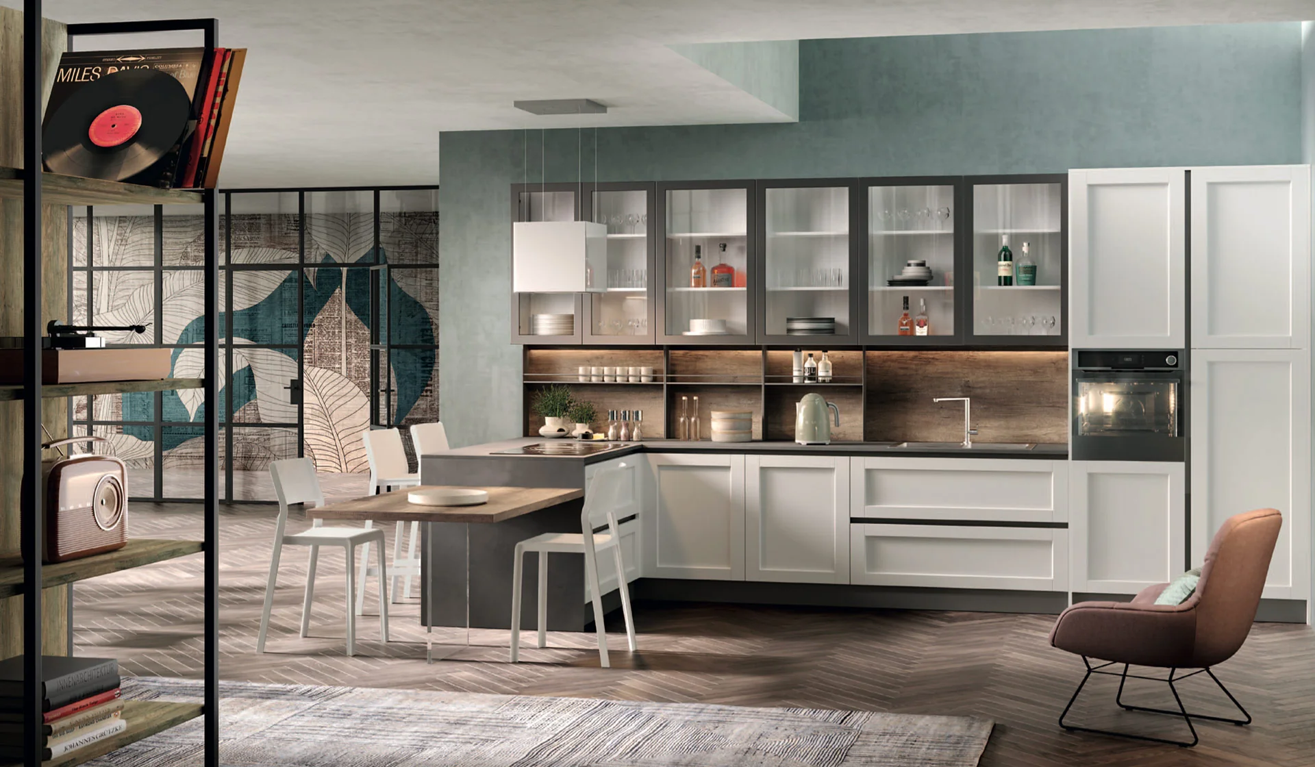 Cucina raffinata con soluzioni funzionali