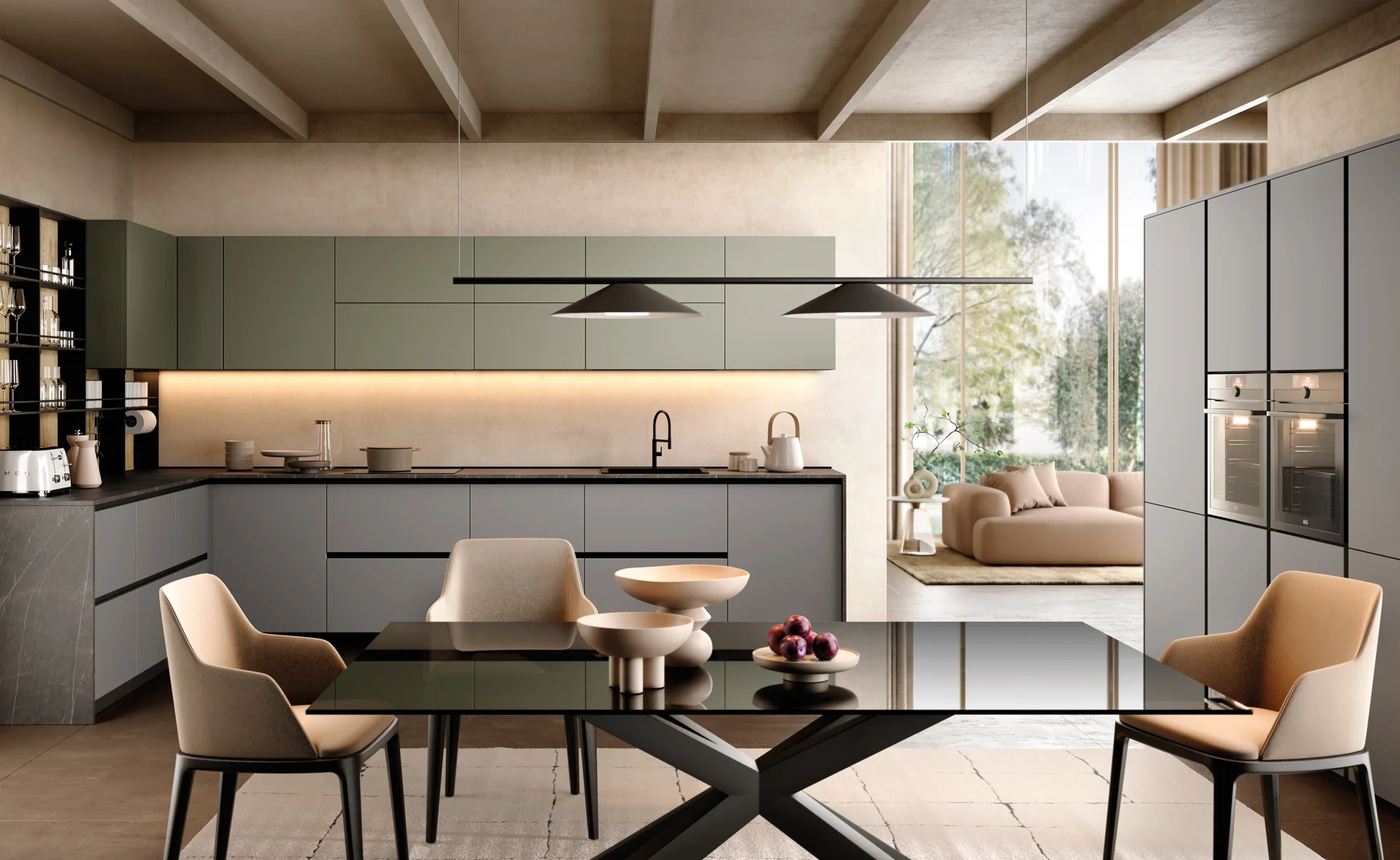 Cucina contemporanea con isola e finiture ricercate